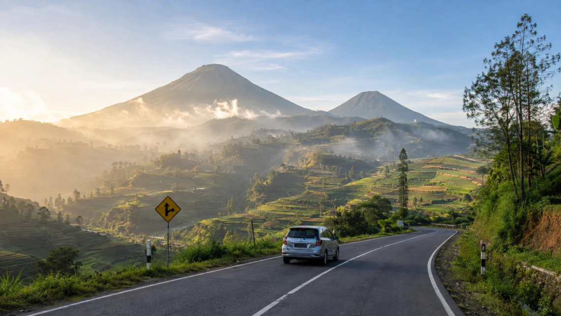 ara ke Dieng dari Yogyakarta melalui jalur pegunungan Wonosobo