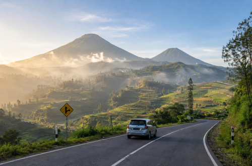 ara ke Dieng dari Yogyakarta melalui jalur pegunungan Wonosobo